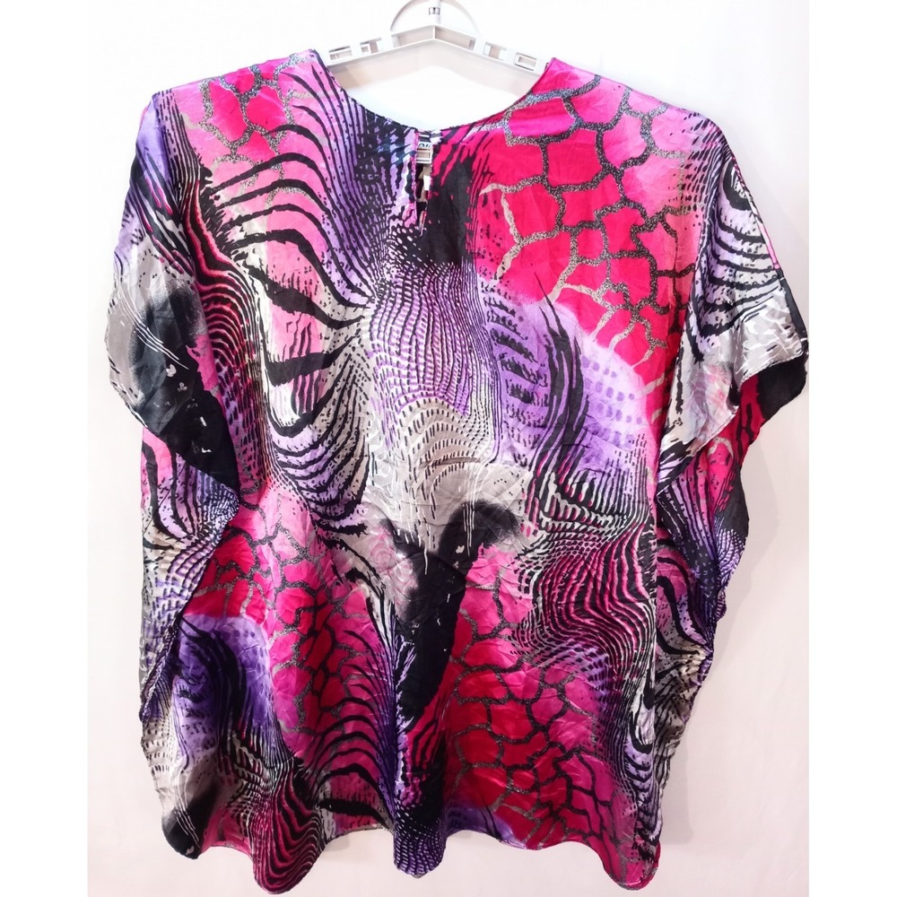Winlar Women's Kaftan Caftan Tunic Top, 1X, Tribal Print